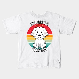 Cute white dog is a good boy Kids T-Shirt